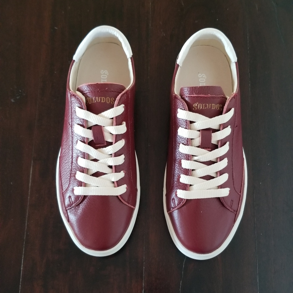 SOLUDOS Ibiza Classic Lace-up Leather Sneakers - Wine - Size 6